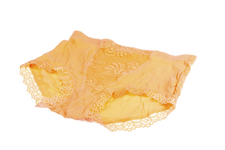 Women's underwear on a white background, closeup of photoの写真素材
