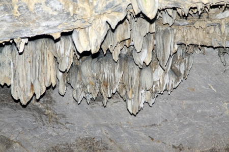 stalactites in the water tunnel, peculiar landscape of nature 