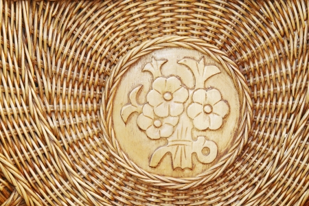 Handmade bamboo weaving decorative pattern in a marketの写真素材