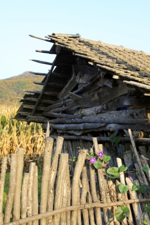closeup of photo, Wood hut in north chinaの写真素材