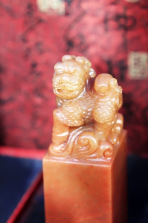 fine seal stone in a shop, closeup of photoの写真素材