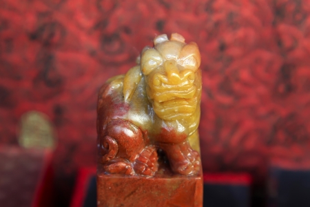 fine seal stone in a shop, closeup of photoの写真素材