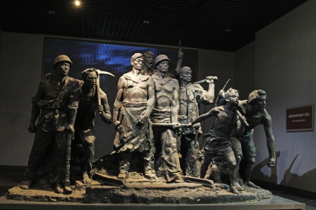 TANGSHAN - OCTOBER 18: The Kailuan coal mine workers strike sculpture in the kailuan museum on october 18, 2013, tangshan city, hebei province, China. のeditorial素材