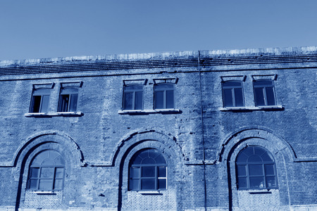 broken walls and Windows in a factory, north chinaの写真素材