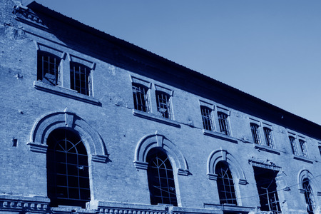 abandoned building in a factory, closeup of photoの写真素材