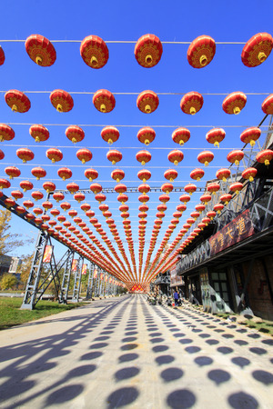 TANGSHAN - NOVEMBER 4  The rows of red lanterns in the kailuan national mine park on november 4, 2013, tangshan city, hebei province, China  のeditorial素材