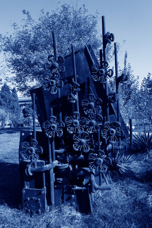 TANGSHAN - NOVEMBER 4: The steel sculpture - black plum flower in the Kailuan national mine park on november 4, 2013, tangshan city, hebei province, China.のeditorial素材