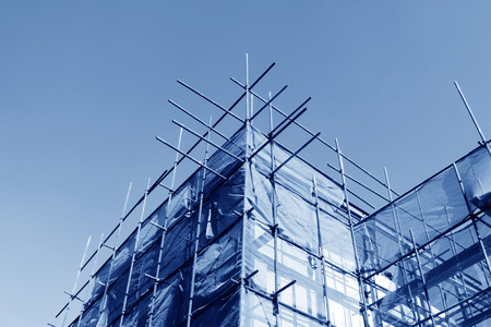 scaffold on the construction site, closeup of photoの写真素材