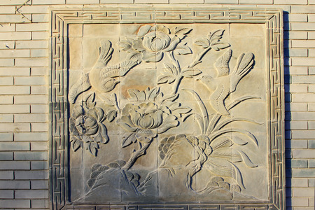 LUAN COUNTY - NOVEMBER 10: The grey wall carving, November 10, 2013, Luan county, hebei province, China.のeditorial素材