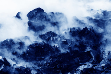 TANGSHAN - NOVEMBER 20: The wet cardboard  not fully burning in the scene of the fire, November 20, 2013, tangshan city, hebei province, China. 
のeditorial素材