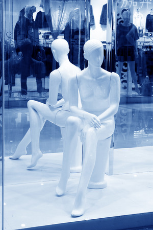 TANGSHAN CITY - NOVEMBER 16: The white model sitting position in a shop, on november 16, 2013, tangshan city, hebei province, China.のeditorial素材