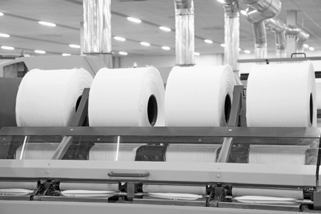 LUANNAN COUNTY - DECEMBER 20: Heap together of cotton yarn in a workshop, in the ZeAo spinning LTD., on December 20, 2013, Luannan county, hebei province, China. のeditorial素材