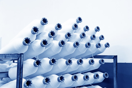 piles of plastic reel in a production workshop の写真素材