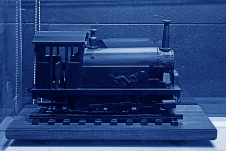 TANGSHAN - NOVEMBER 16: The Dragon locomotive model in the kailuan museum, november 16, 2013, tangshan, hebei province, china. のeditorial素材