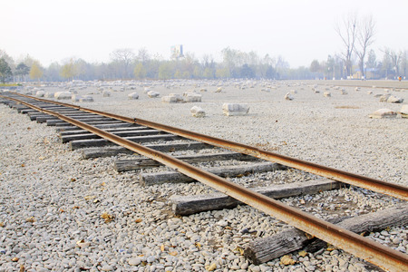 TANGSHAN CITY - NOVEMBER 16: The rail track damaged by the earthquake in the Tangshan earthquake ruins park, on november 16, 2013, tangshan city, hebei province, China. のeditorial素材