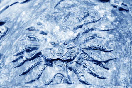 Stone carvings of Chinese traditional style in a parkの写真素材