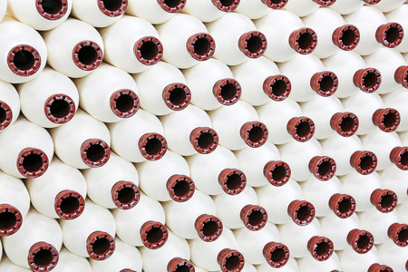 piles of plastic reel in a production workshop の写真素材