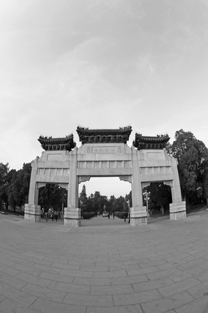 BEIJING - December 22: The famous Safeguarding Peace Memorial Arch, in the Zhongshan Park, on December 22, 2013, beijing, china. のeditorial素材
