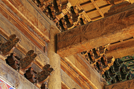 BEIJING - DECEMBER 22: The wooden roof decoration structure in Imperial Ancestral Temple, December 22, 2013, Beijing, China. 
 のeditorial素材