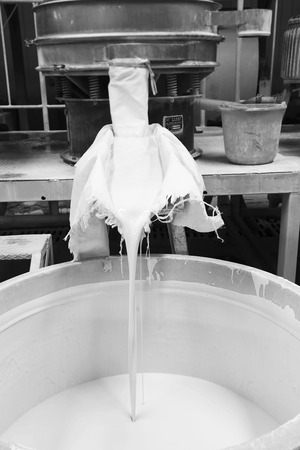 LUANNAN COUNTY - JANUARY 5: The clay production line in making mud workshop, in the ZhongTong Ceramics Co., Ltd. January 5, 2014, Luannan county, Hebei Province, China.のeditorial素材