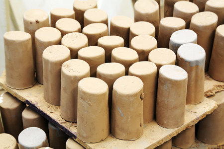 LUANNAN COUNTY - JANUARY 5: The clay parts on the production line, in the ZhongTong Ceramics Co., Ltd. January 5, 2014, Luannan county, Hebei Province, China.のeditorial素材