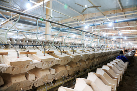 clay production line in making mud workshop, in the ZhongTong Ceramics Co., Ltd. January 5, 2014, Luannan county, Hebei Province, China.のeditorial素材