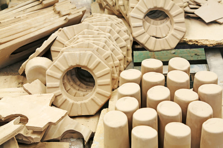 LUANNAN COUNTY - JANUARY 5: The clay parts on the production line, in the ZhongTong Ceramics Co., Ltd. January 5, 2014, Luannan county, Hebei Province, China. のeditorial素材