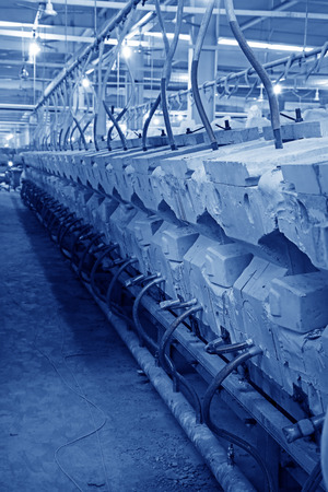 LUANNAN COUNTY, CHINA - JANUARY 5: Machinery and equipment in the making mud workshop, in the ZhongTong Ceramics Co., Ltd. January 5, 2014, Luannan county, Hebei Province, China.のeditorial素材