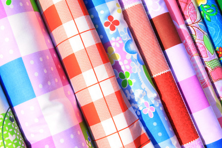 figured cloth in the market, closeup of photo