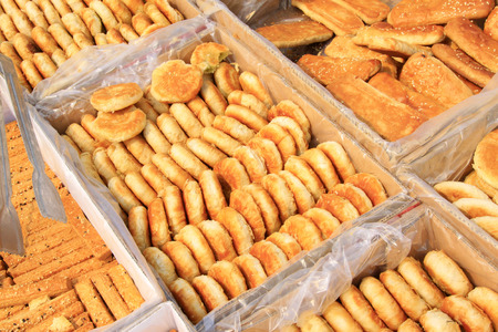 Chinese traditional food, Chinese style baked rollの写真素材