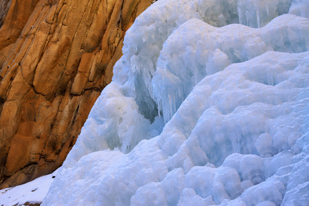 Frozen waterfall in winter, natural scenery, QingLong, hebei province, China. の写真素材