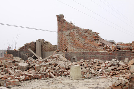 housing demolition materials in the demolition siteの写真素材