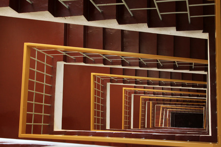 BEIJING - JANUARY 17: The stairs down landscape in the Tangshan building, on January 17, 2014,...