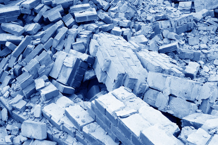 collapsed walls in the demolition siteの写真素材