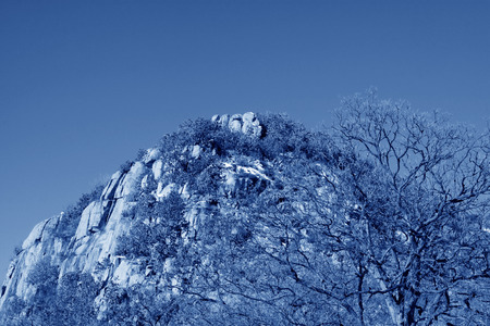 mountains under the blue sky in winter の写真素材