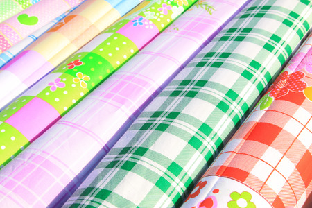 figured cloth in the market, closeup of photoの写真素材