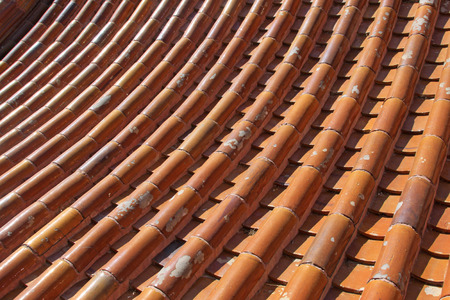Chinese traditional style gray tiles roof, closeup of photoの写真素材