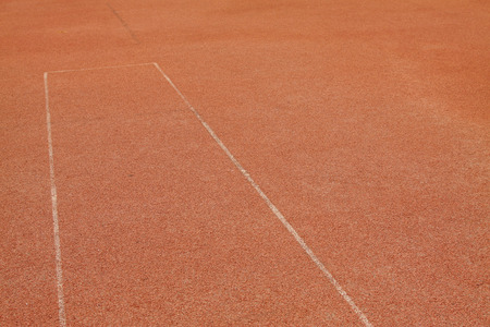trace on red plastic runway in a sports ground in a middle schoolの写真素材