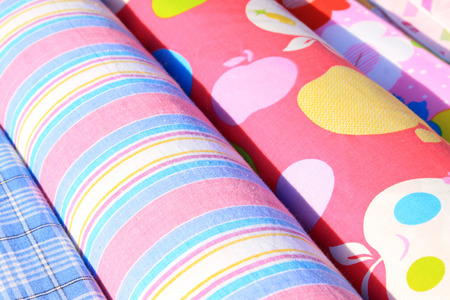 figured cloth in the market, closeup of photoの写真素材