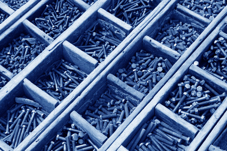 bolts stacked together in a shopの写真素材