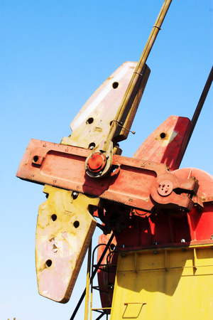 CAOFEIDIAN - MAY 2: crank balanced beam pumping unit in the JiDong oilfield, on may 2, 2014, caofeidian, hebei province, China.のeditorial素材