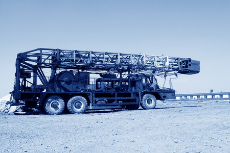 oil industry special vehicles in an oil exploration area の写真素材