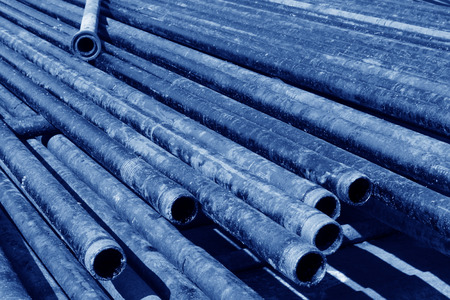 oxidation rust full of oil pipeline, closeup of photoの写真素材