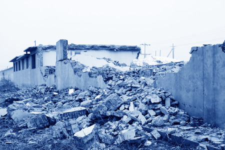 housing demolition materials in the demolition siteの写真素材
