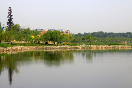 villa district by the water, closeup of photoの写真素材