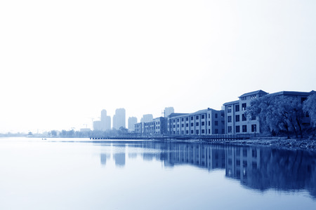 villa district by the water, closeup of photoの写真素材