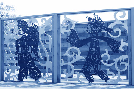 Shadow play puppet props in a park, closeup of photoの写真素材