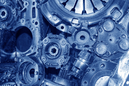 Gear bearing metal parts plant, closeup of photoの写真素材