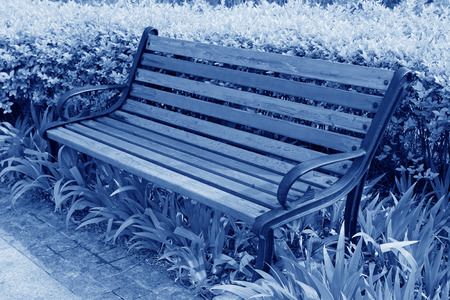 wooden chair in the parkの写真素材