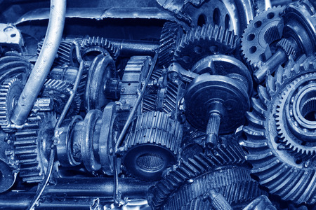 Gear bearing metal parts plant, closeup of photo
